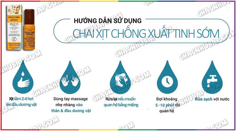 Cách sử dụng chai xịt kéo dài thời gian quan hệ Procomil Spray